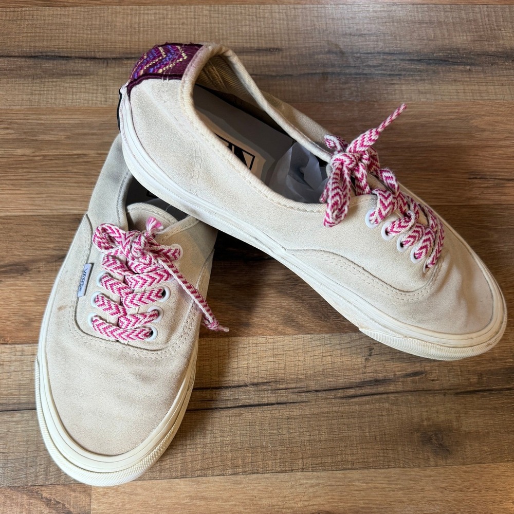 Vans Anaheim Authentic DX Shoes Skate Red Boho Embroidered Heel Women 10